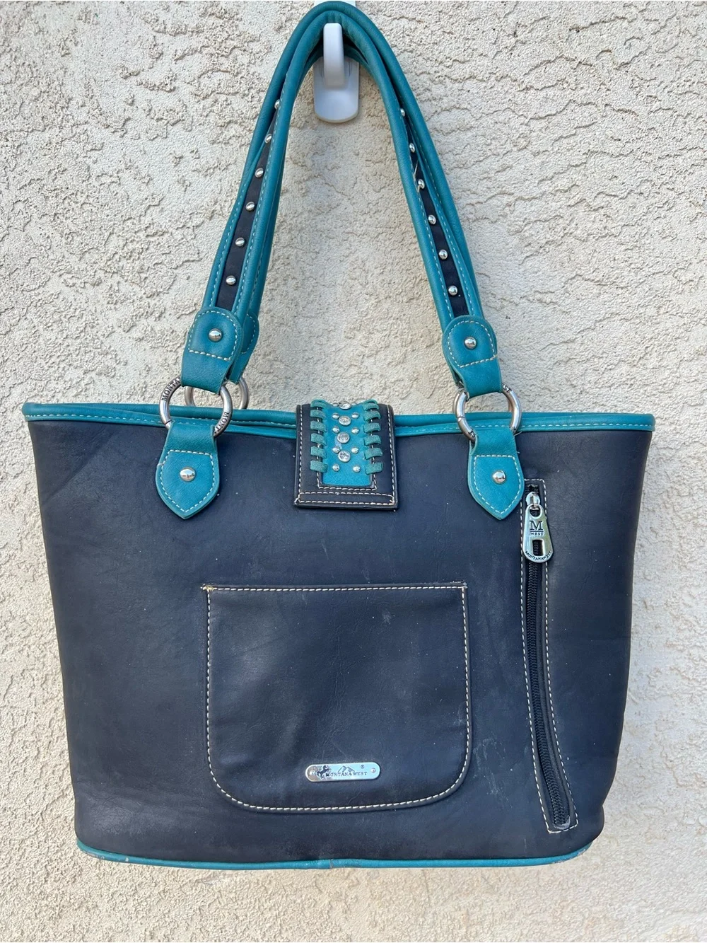 Montana West Turquoise & Black Western Embroidered Shoulder Bag Conceal Carry